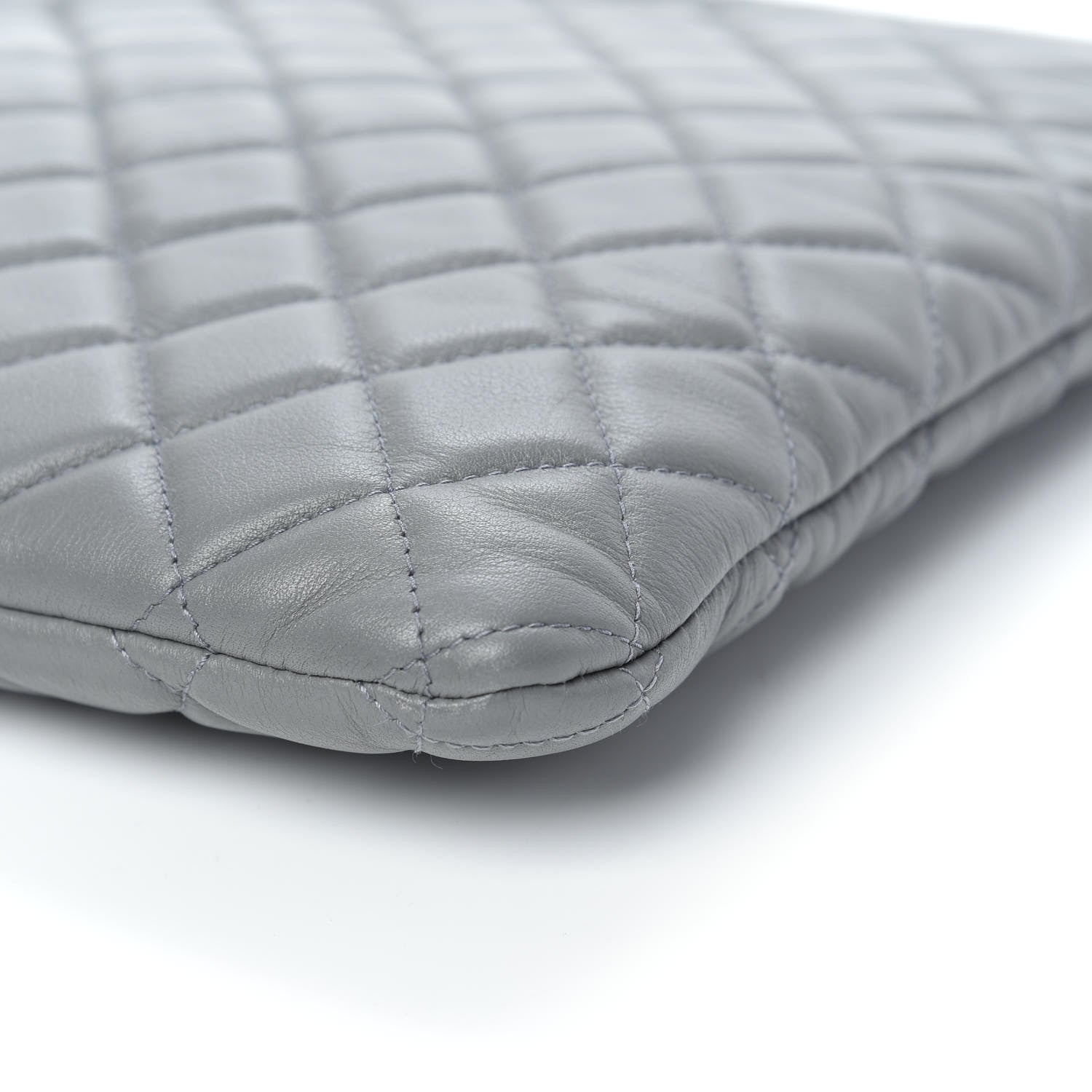 Chanel Lambskin Quilted Large Boy Cosmetic Case Grey 10 of 10