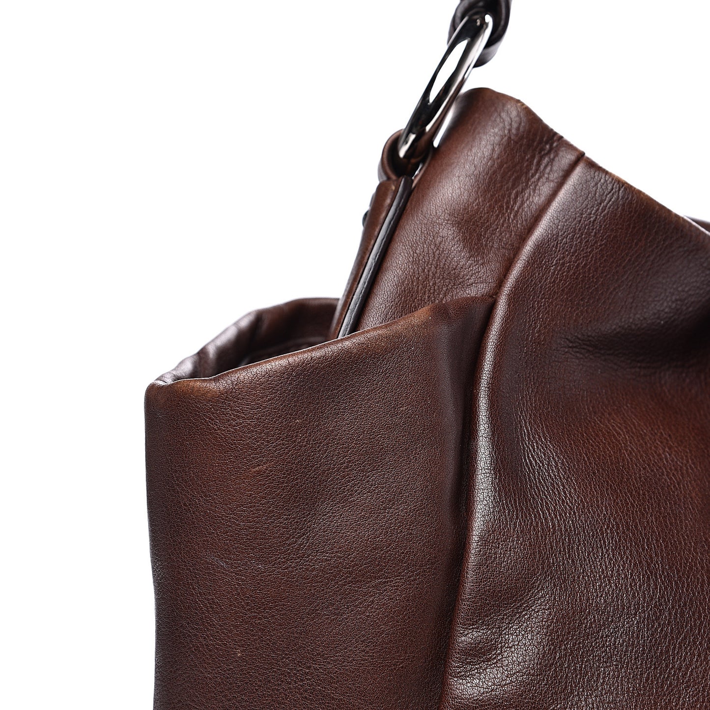 Soft Calf Pleated Two Pocket Hobo Bruciato