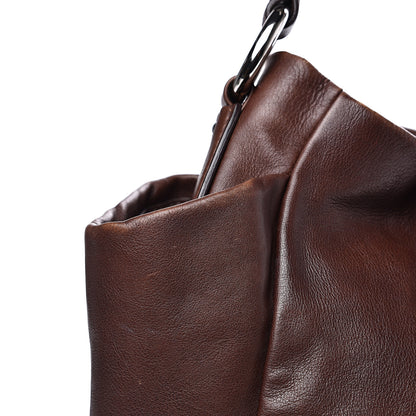 Prada Soft Calf Pleated Two Pocket Hobo Bruciato 16 of 19