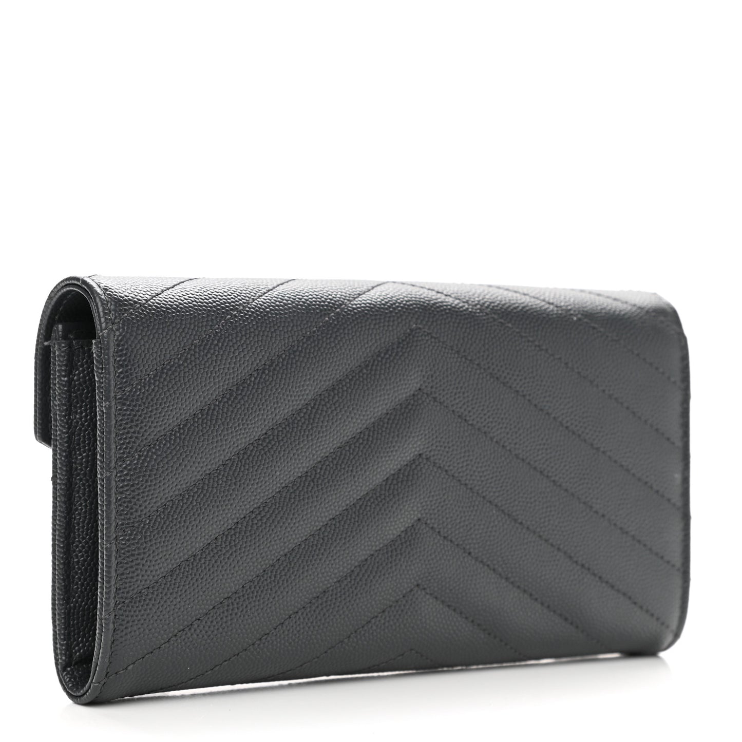 Gjmrain De Poudre Matelasse Chevron Monogram Flap Wallet Fog
