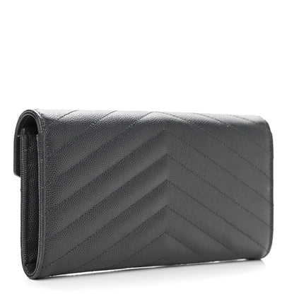 Saint Laurent Gjmrain De Poudre Matelasse Chevron Monogram Flap Wallet Fog 3 of 9