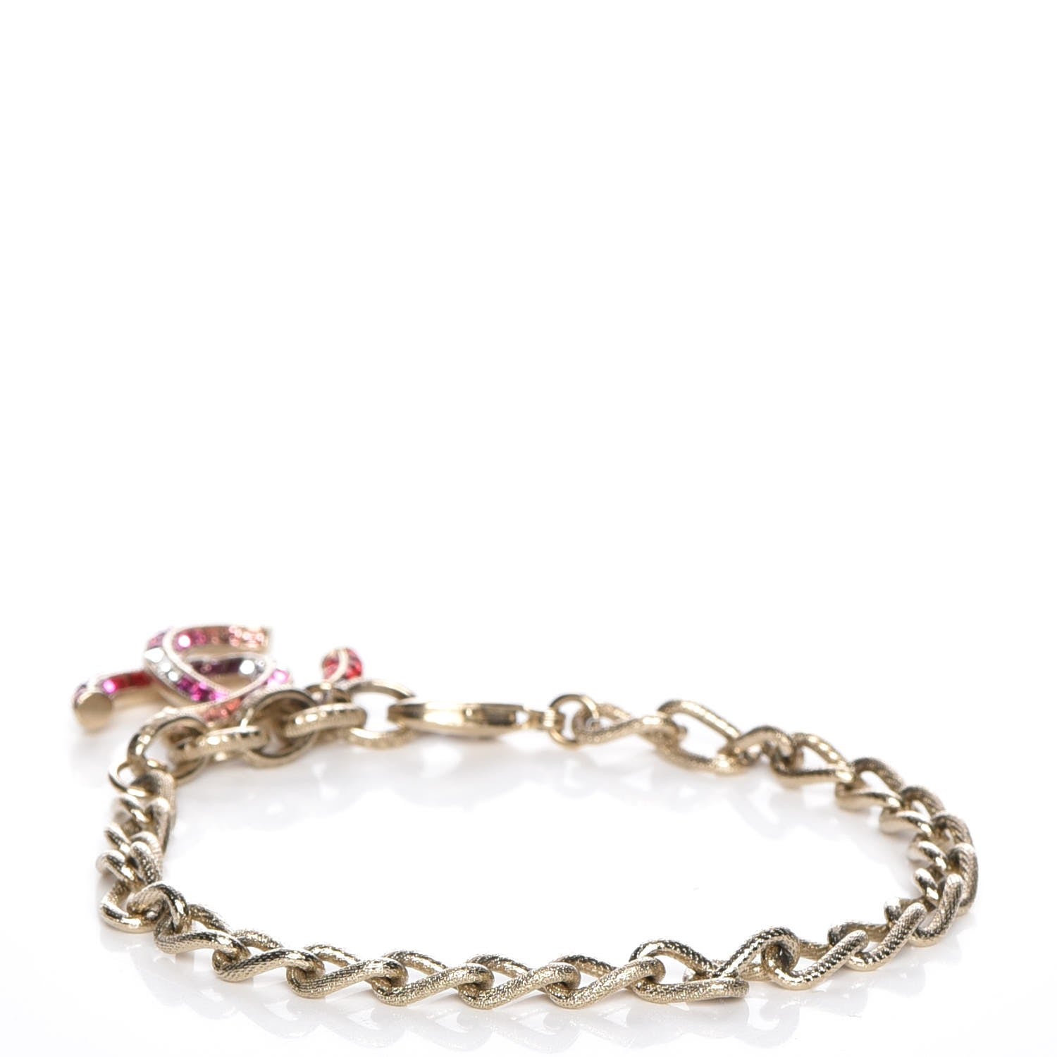 Chanel Crystal CC Bracelet Gold Fuchsia Purple 3 of 5