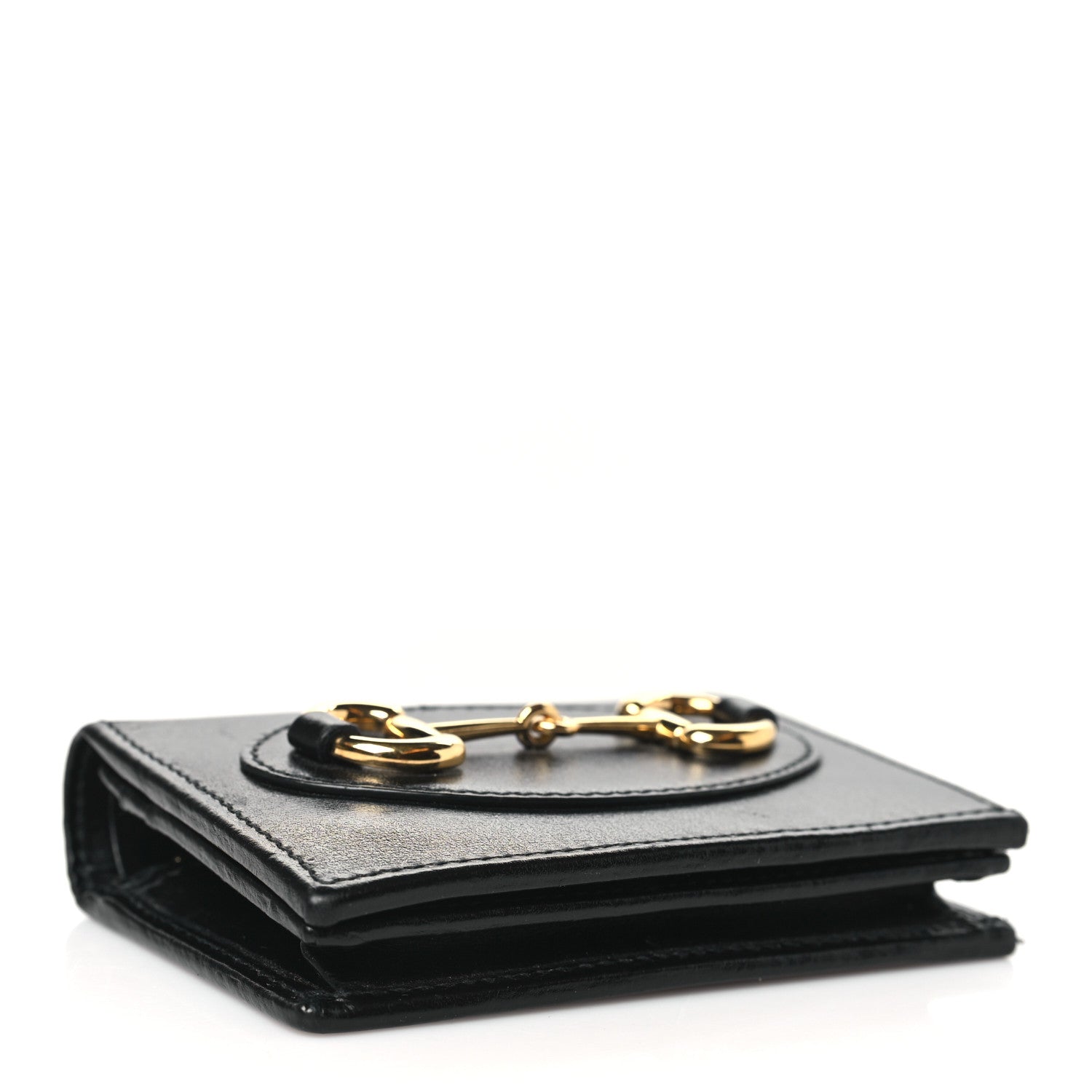 Gucci Boarded Plutone Calfskin Horsebit 1955 Card Case Wallet Black 4 of 7