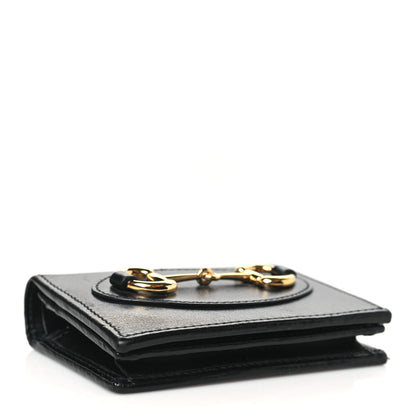 Gucci Boarded Plutone Calfskin Horsebit 1955 Card Case Wallet Black 4 of 7