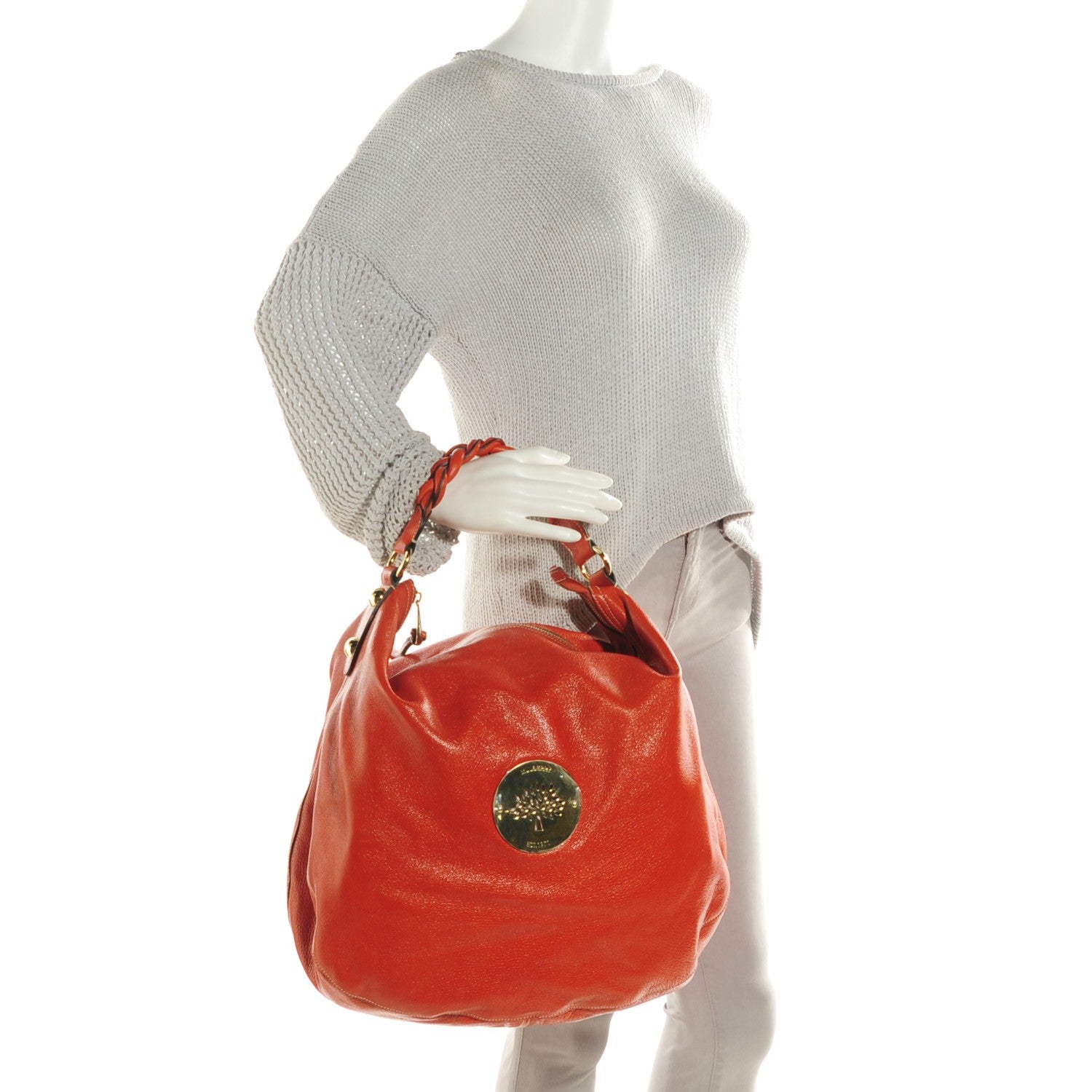 Mulberry Spongy Pebbled Calfskin Large Daria Hobo Burnt Orange 2 of 9