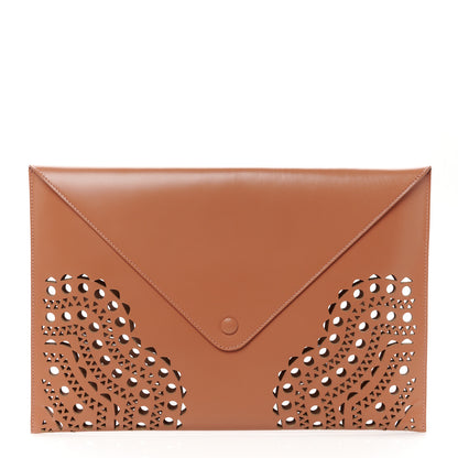 Alaia Calfskin Vienne Laser Cut Envelope Clutch Poudre 1 of 7