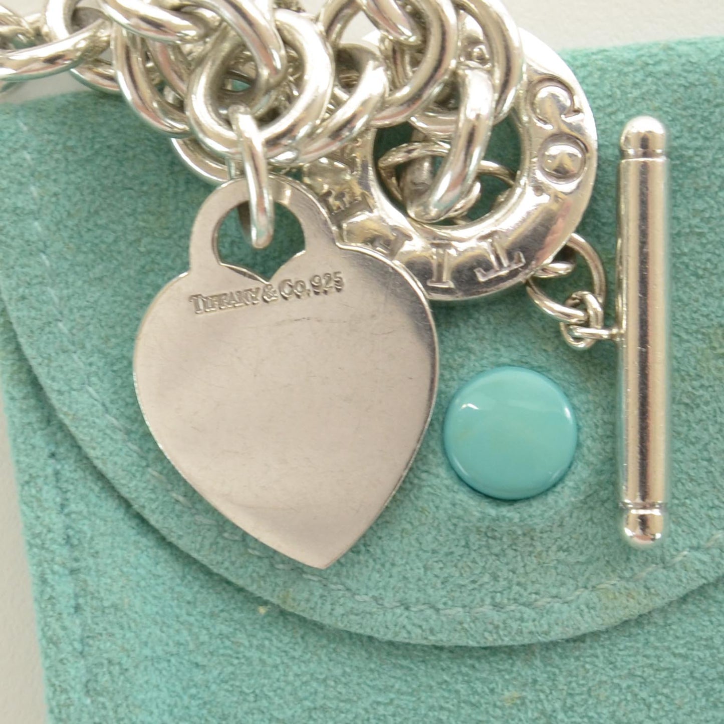 Sterling Silver Heart Tag Toggle Necklace