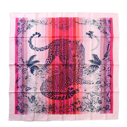 Hermes Silk Jungle Love Rainbow Scarf 90 Rose Vif Encre Rouge 1 of 7