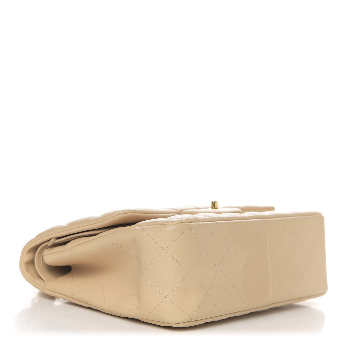 Lambskin Quilted Jumbo Double Flap Beige Clair