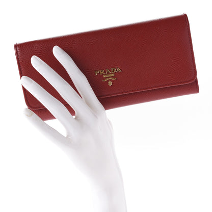 Prada Saffiano Multicolor Continental Flap Wallet Fuoco Bruyere 2 of 14