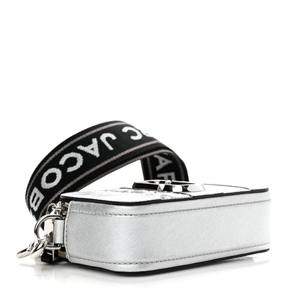 Marc Jacobs Metallic Sequin Snake Embossed Calfskin Stripe Snapshot Camera Bag Silver 4 of 14