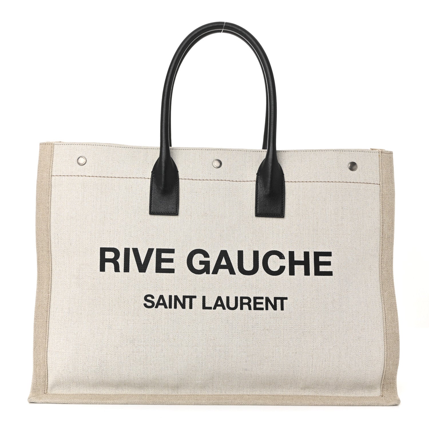 Saint Laurent Linen Calfskin Rive Gauche Tote Optic White 1 of 21