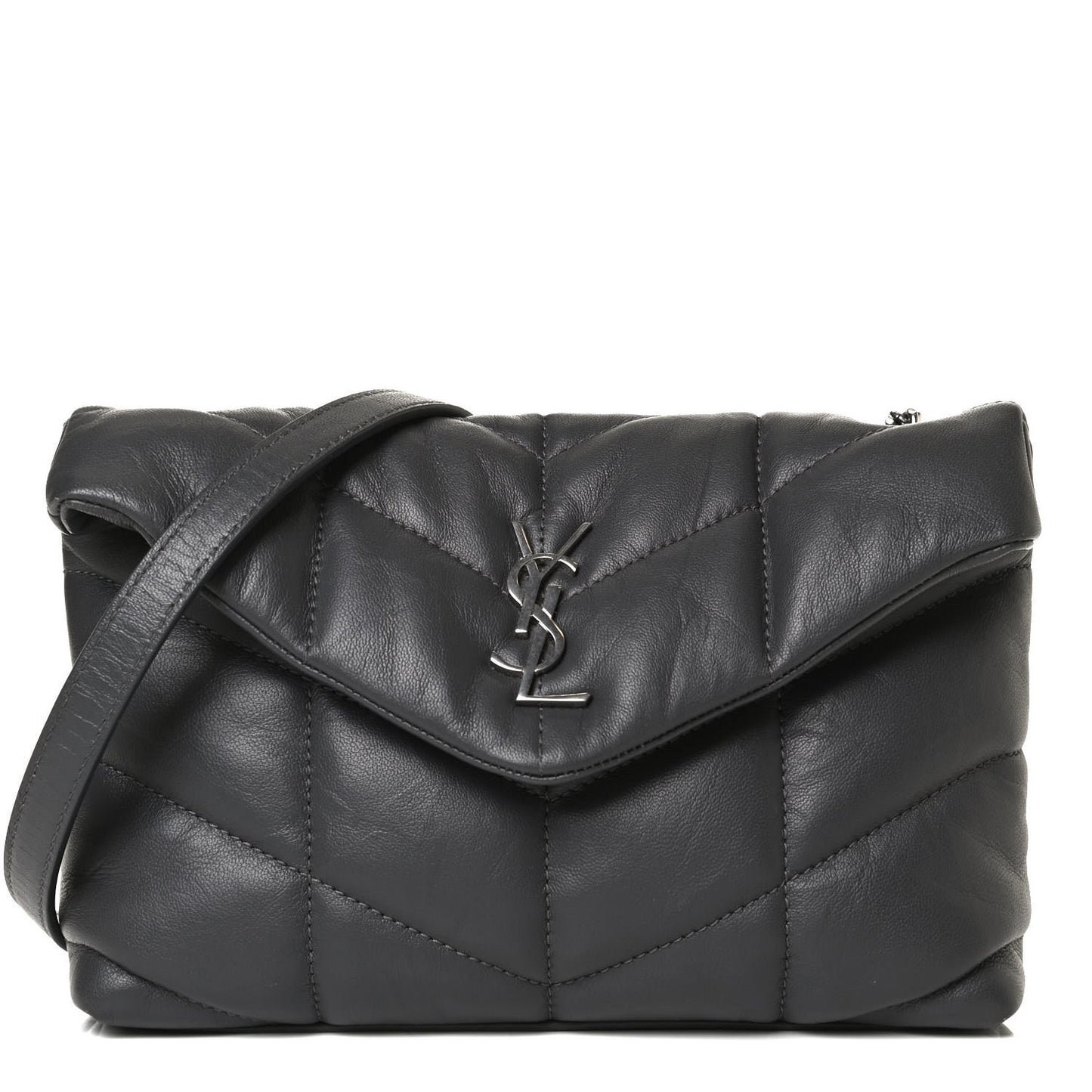 Lambskin Quilted Toy Loulou Puffer Monogram Chain Satchel Storm