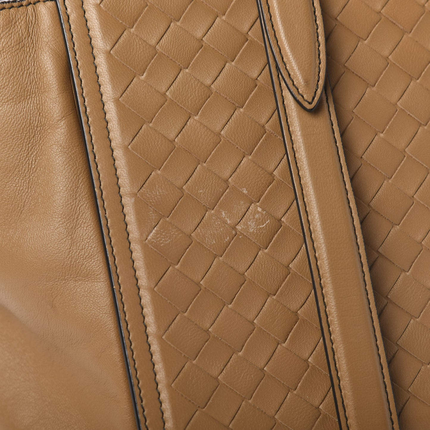 Nappa Intrecciato Large Flap Tote Camel
