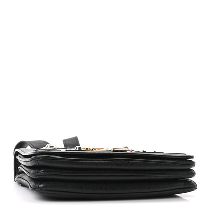Prada Grained Calfskin Saffiano Robot Shoulder Bag Black White 4 of 10