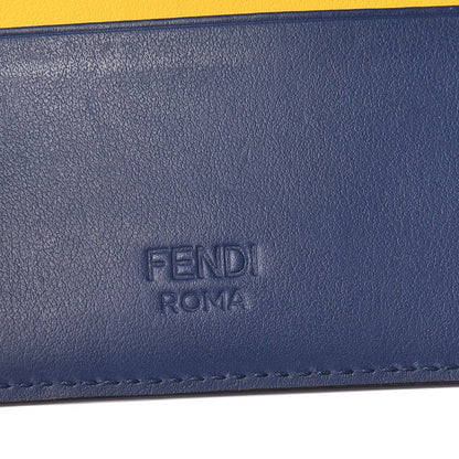 Fendi Vitello Century Bi-Color Metal Monster Eyes Card Holder True Blue Sunflower 8 of 9