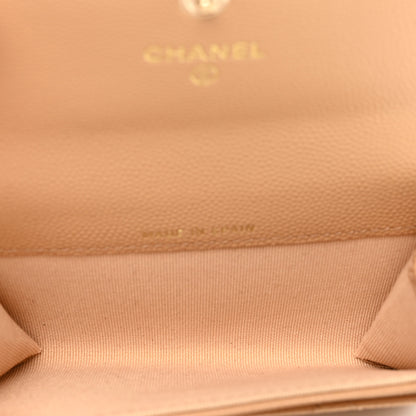 Chanel Shiny Caviar Enamel Quilted CC Flap Card Holder Beige 5 of 9