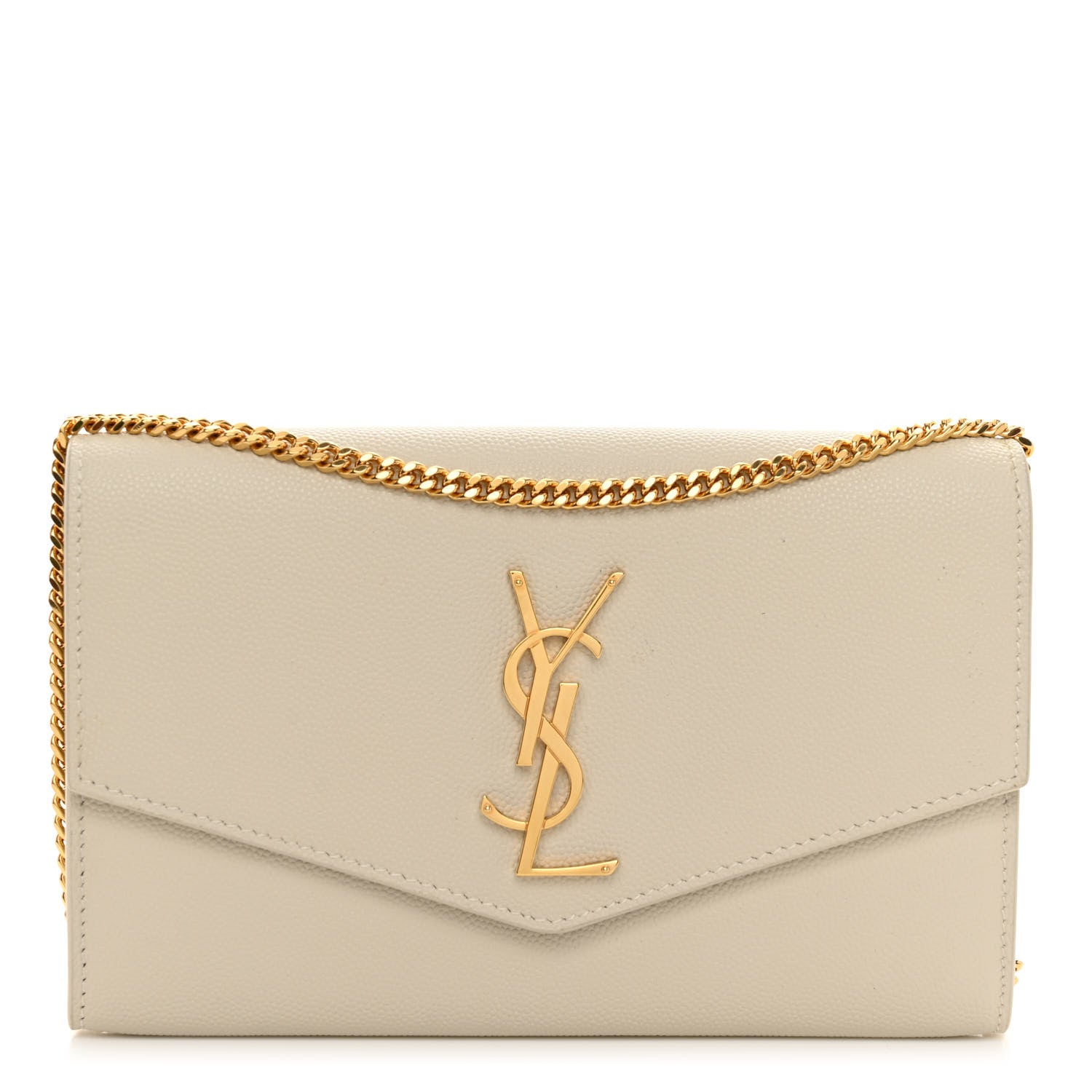 Saint Laurent SAINT LAURENT Grain De Poudre Monogram Uptown Chain Wallet Crema Soft 1 of 12