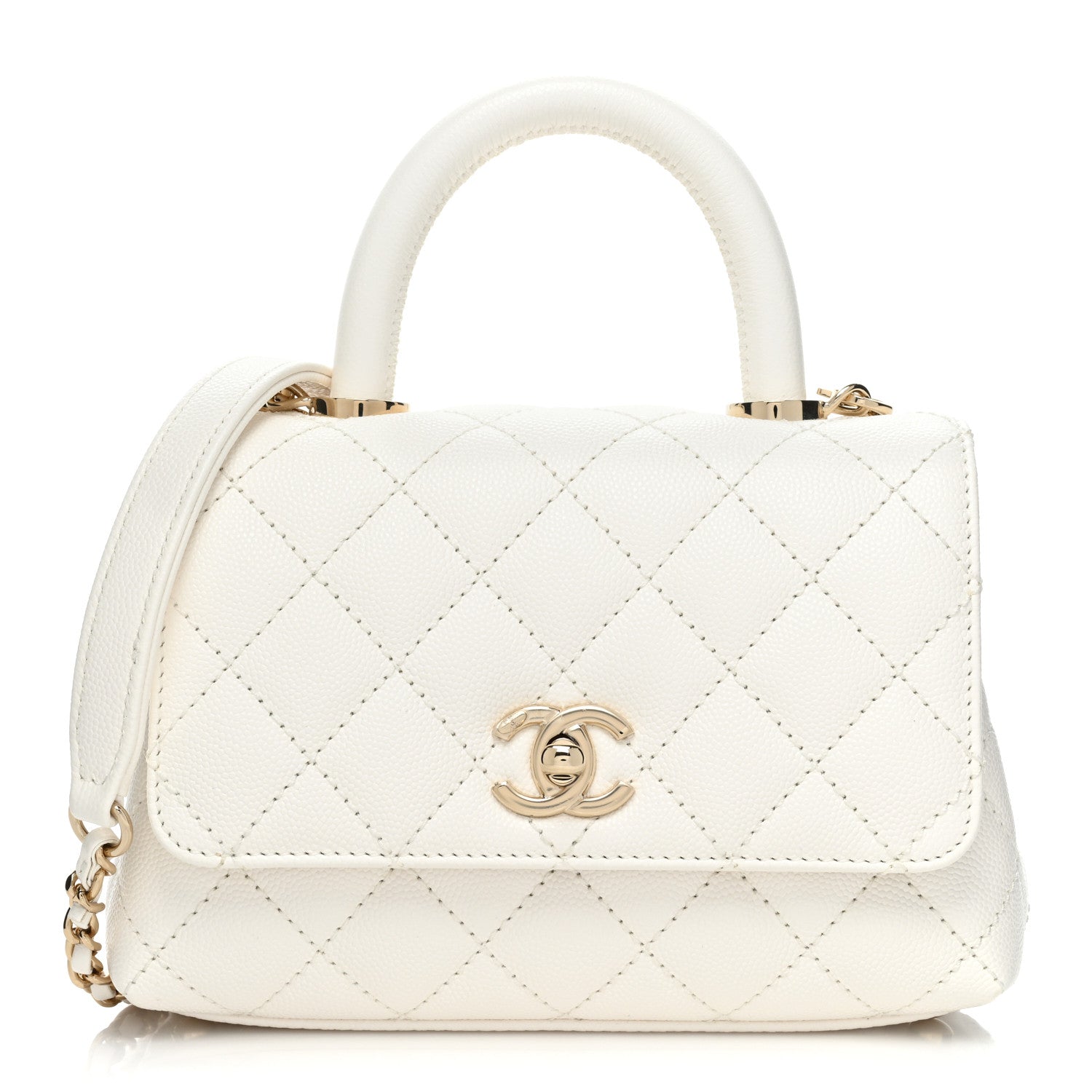 Chanel Caviar Quilted Extra Mini Coco Handle Flap White 1 of 10