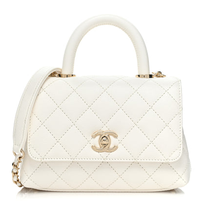 Chanel Caviar Quilted Extra Mini Coco Handle Flap White 1 of 10