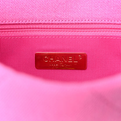 Chanel Denim Quilted Medium Chanel 19 Flap Neon Pink 6 of 9
