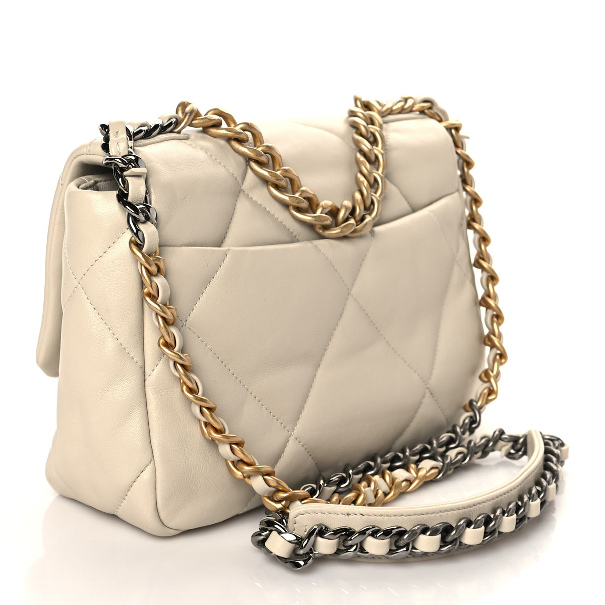 Lambskin Quilted Medium Chanel 19 Flap Light Beige