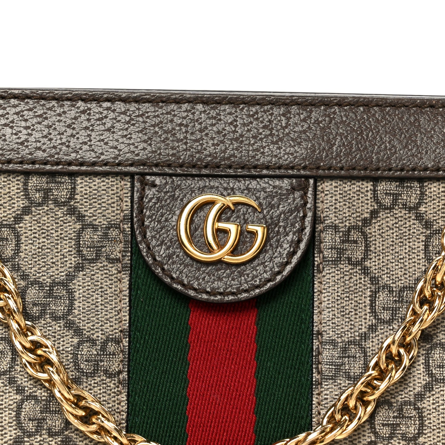 GG Supreme Monogram Web Small Ophidia Chain Shoulder Bag Brown