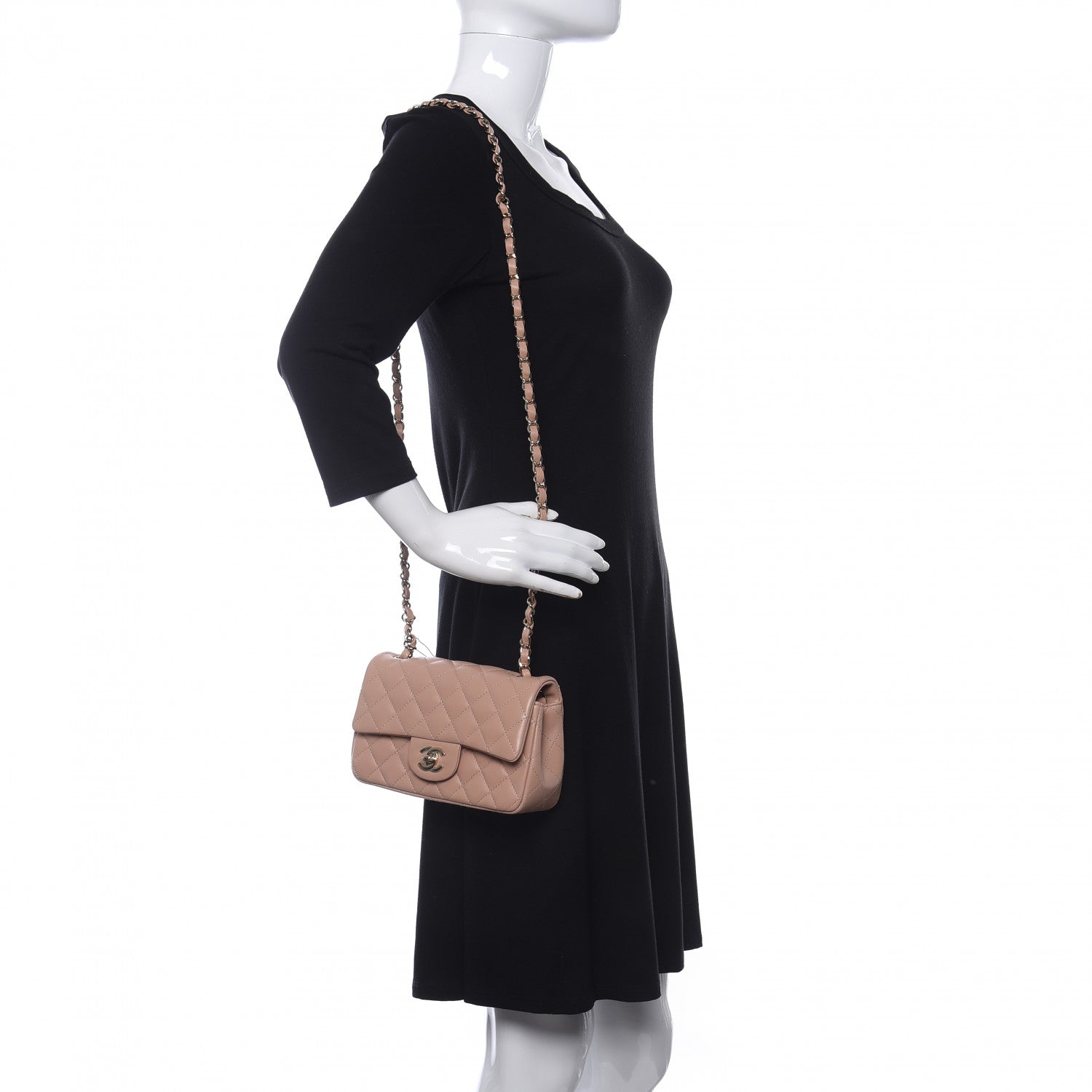 Chanel Lambskin Quilted Mini Rectangular Flap Beige 2 of 11