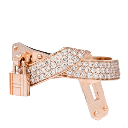 Hermes 18K Rose Gold Diamond Kelly Gavroche Ring 53 6.5 1 of 5