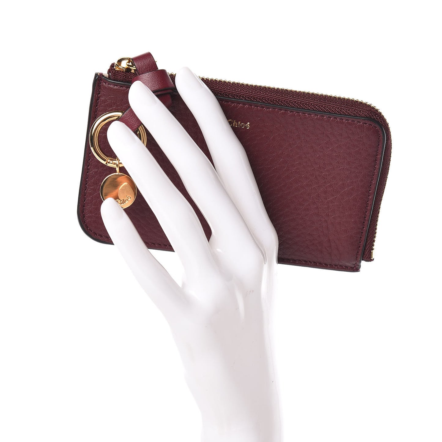 Calfskin Alphabet Purse Wallet Burnt Brown