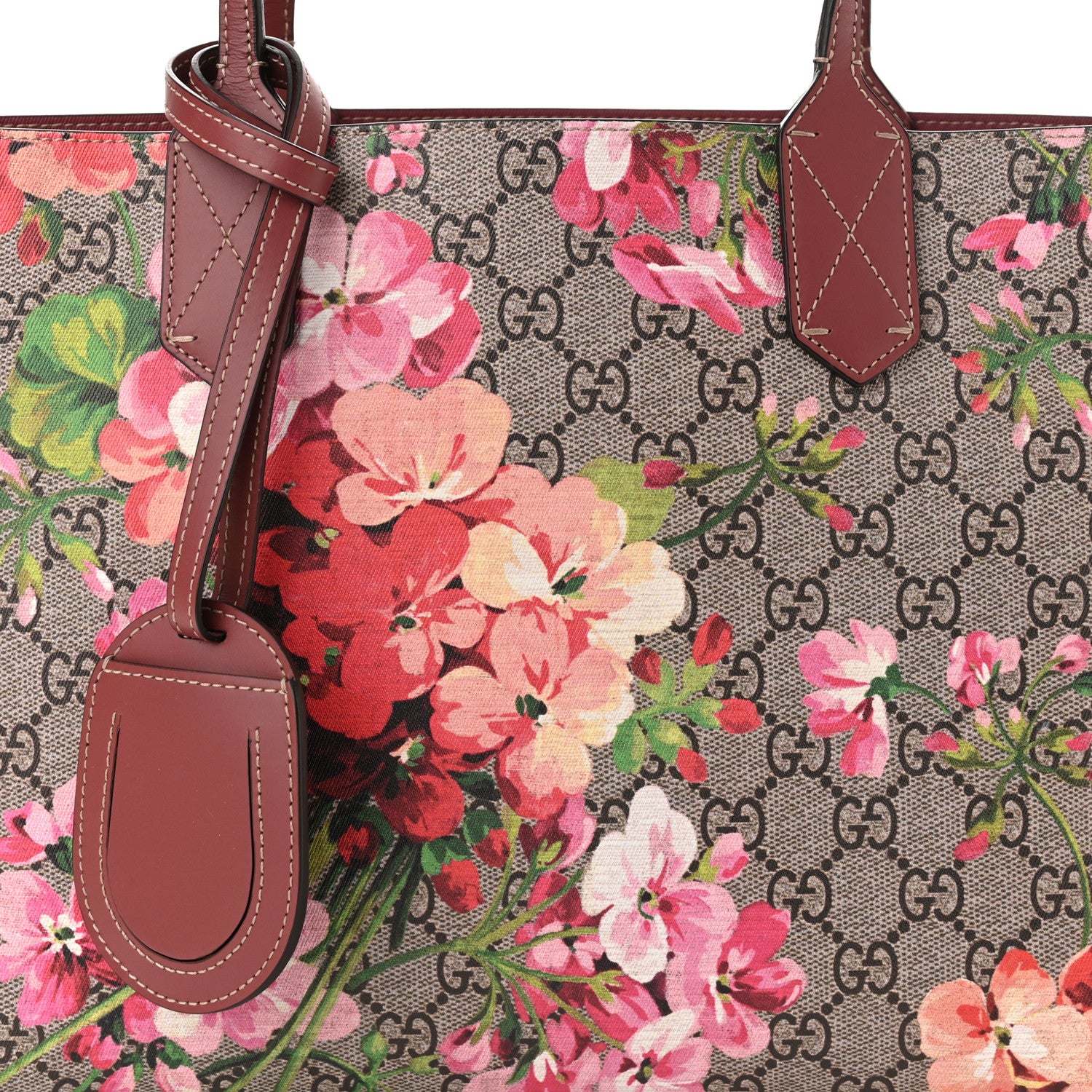 Gucci GG Supreme Monogram Blooms Small Reversible Tote Beige Multicolor Dry Rose 11 of 16