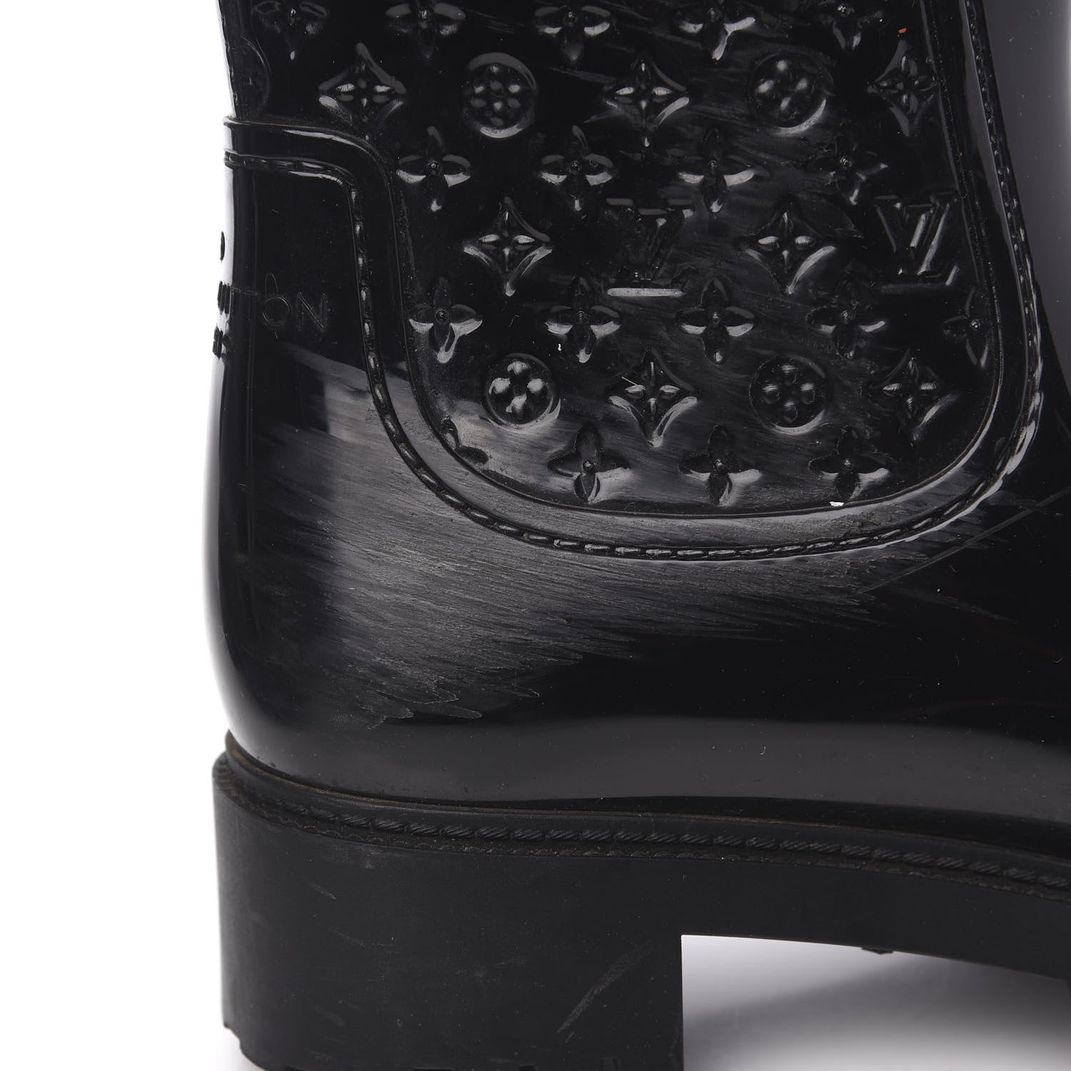 Louis Vuitton Rubber Embossed Monogram Splash Rain Boots 36 Black 9 of 9