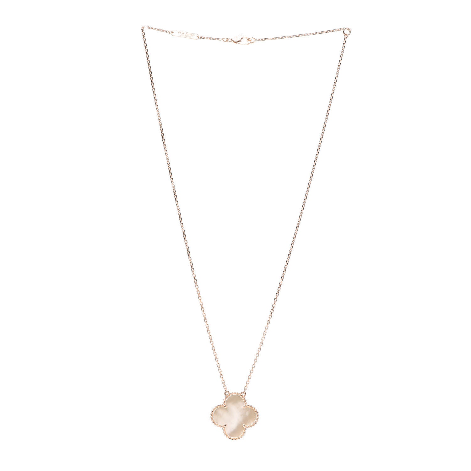 Van Cleef & Arpels 18K Rose Gold Mother of Pearl Magic Alhambra Pendant Necklace 3 of 7
