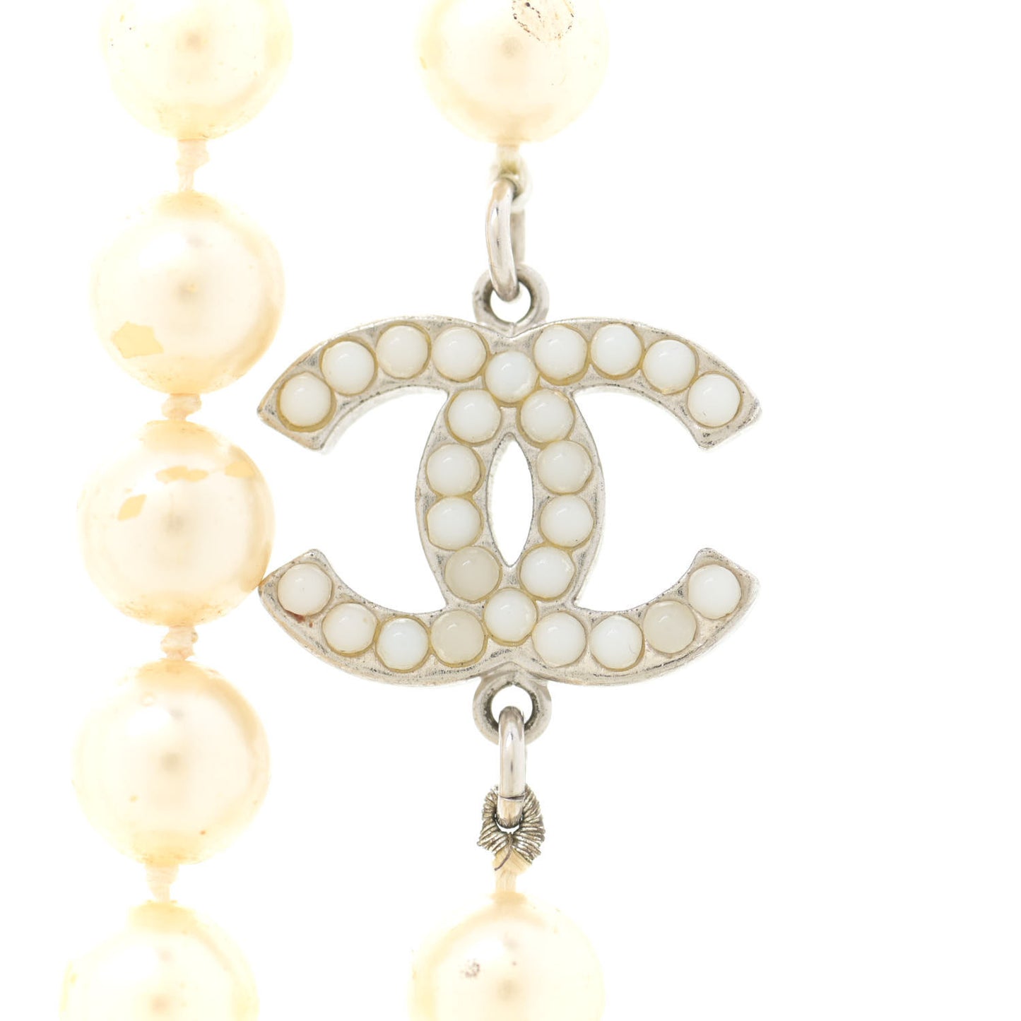 Pearl CC Long Necklace Light Gold
