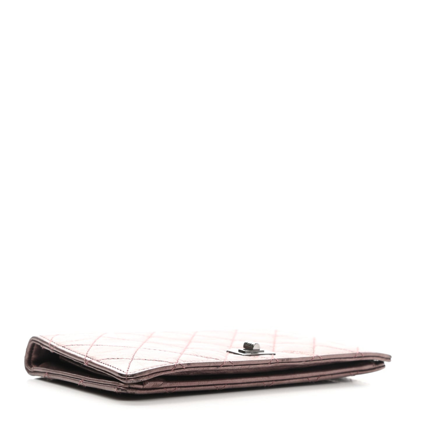 Aged Calfskin Quilted Reissue 2.55 Yen Wallet Purple