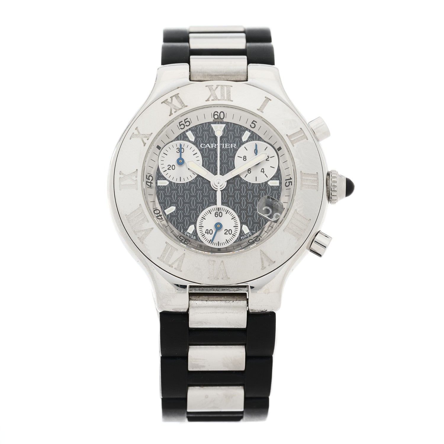 Cartier Stainless Steel Rubber 38mm Must 21 Chronoscaph Quartz Watch Black 1 of 4