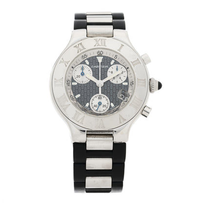 Cartier Stainless Steel Rubber 38mm Must 21 Chronoscaph Quartz Watch Black 1 of 4