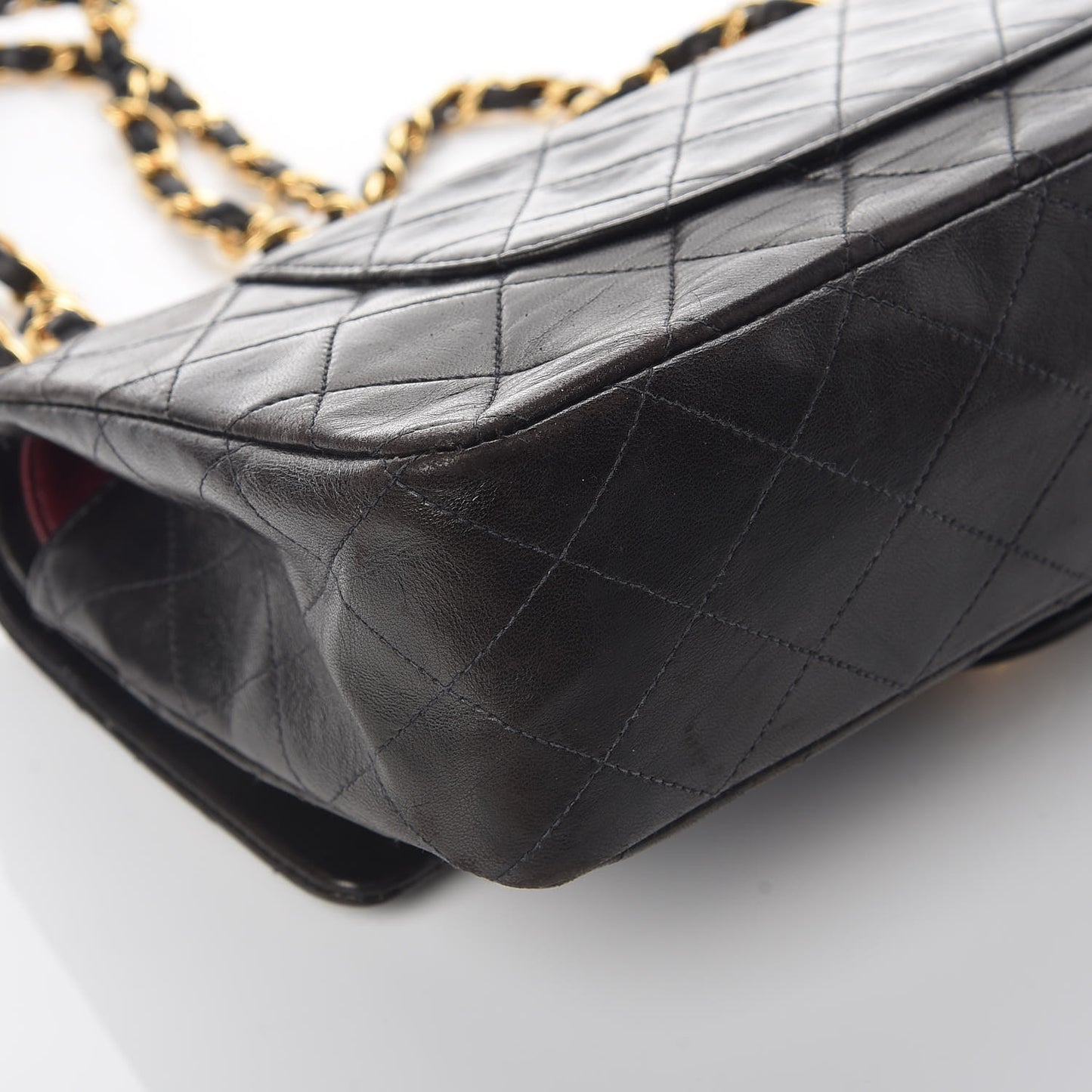 Lambskin Quilted Medium Double Flap Black