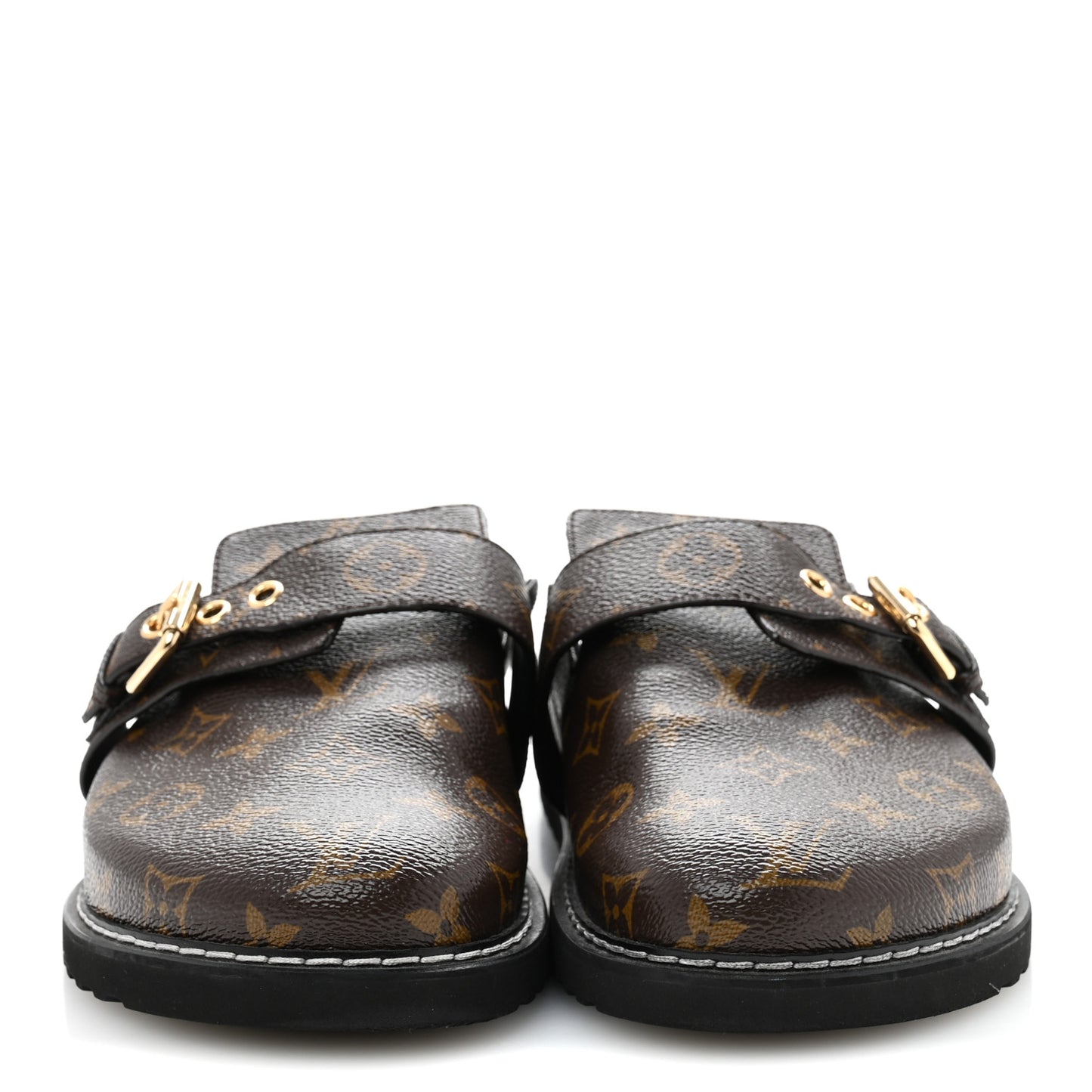 Patent Monogram Womens Cosy Flat Comfort Clog Mules 40 Brown