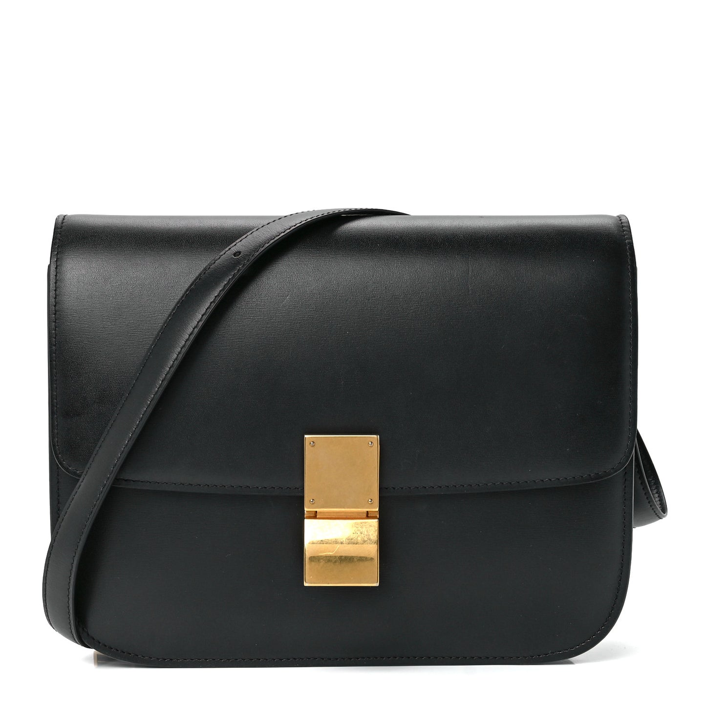 Box Calfskin Medium Classic Box Flap Bag Black