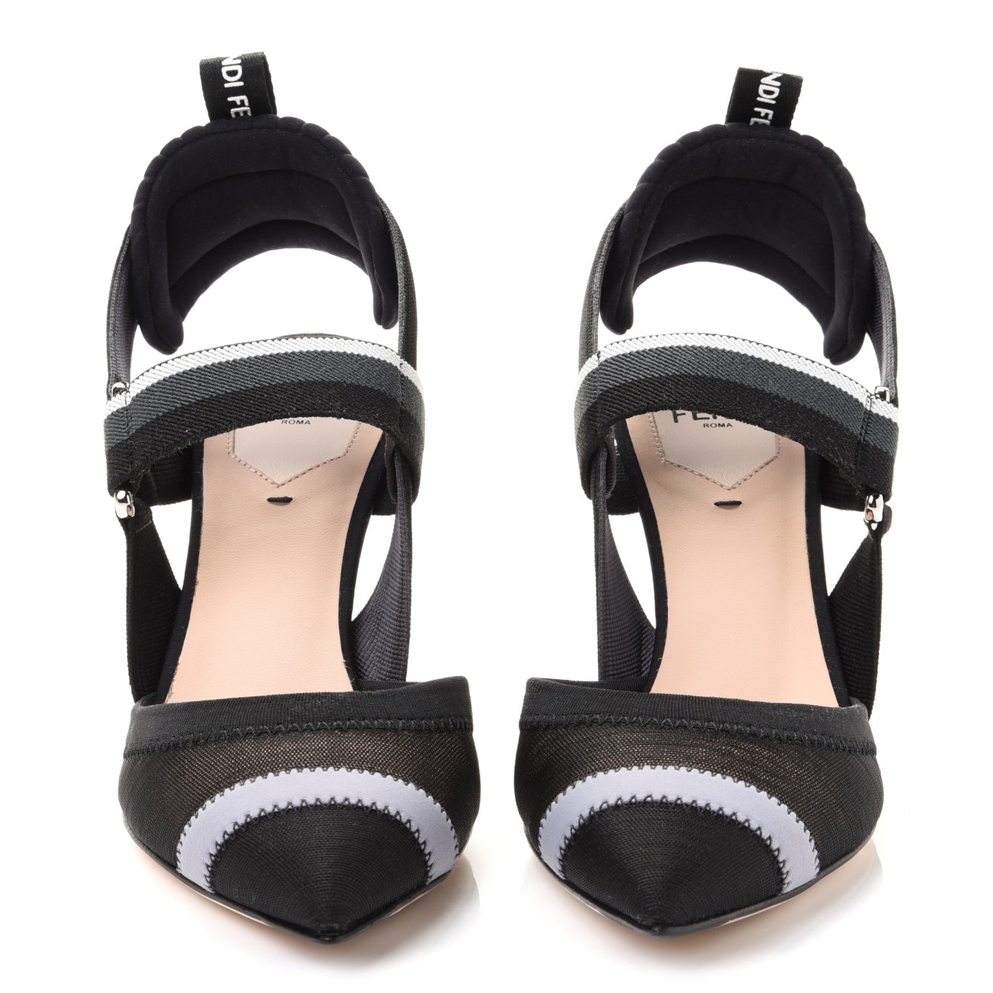 Technical Mesh Colibri 85mm Slingback Pumps 35.5 Black Asfalto