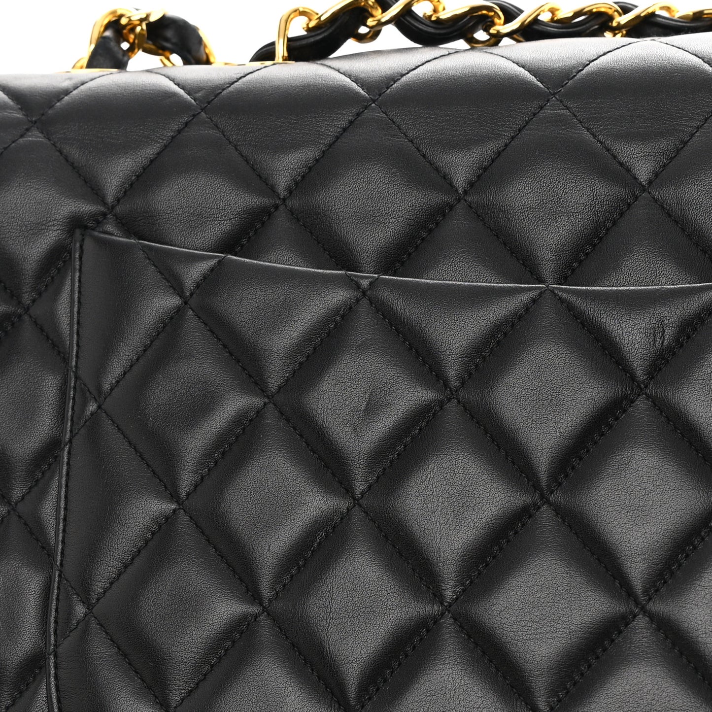 Lambskin Quilted XL Jumbo Single Flap Black