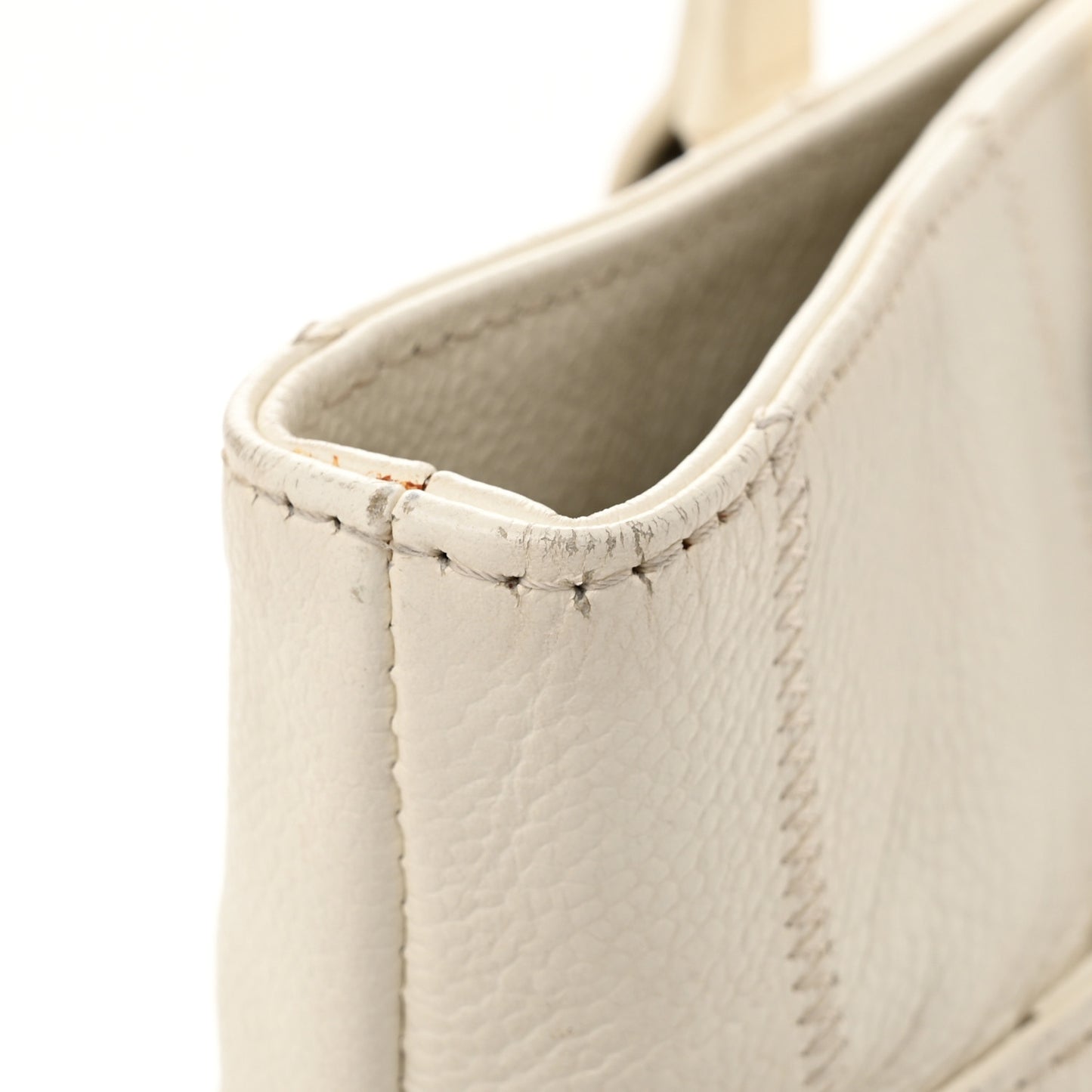 Caviar Square Stitched Tote White
