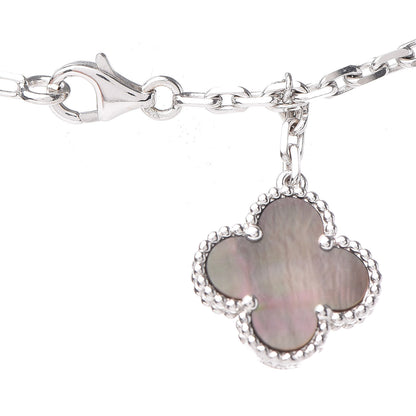 Van Cleef & Arpels 18K White Gold Mother of Pearl Chalcedony 6 Motifs Magic Alhambra Necklace 5 of 7