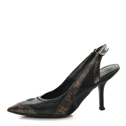 Louis Vuitton Patent Monogram Archlight Slingback Pumps 38.5 Black 1 of 9