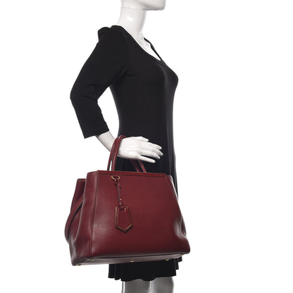 Fendi Vitello Elite Regular 2Jours Tote Rosso Scuro Ciliegia 2 of 11