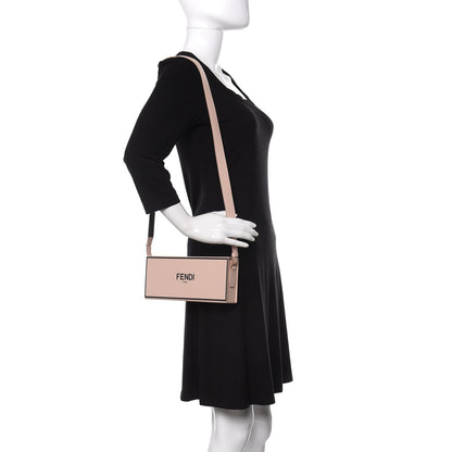 Fendi Vitello Fluffy Logo Horizontal Box Crossbody Bag Rosa Quarzo Black 2 of 11
