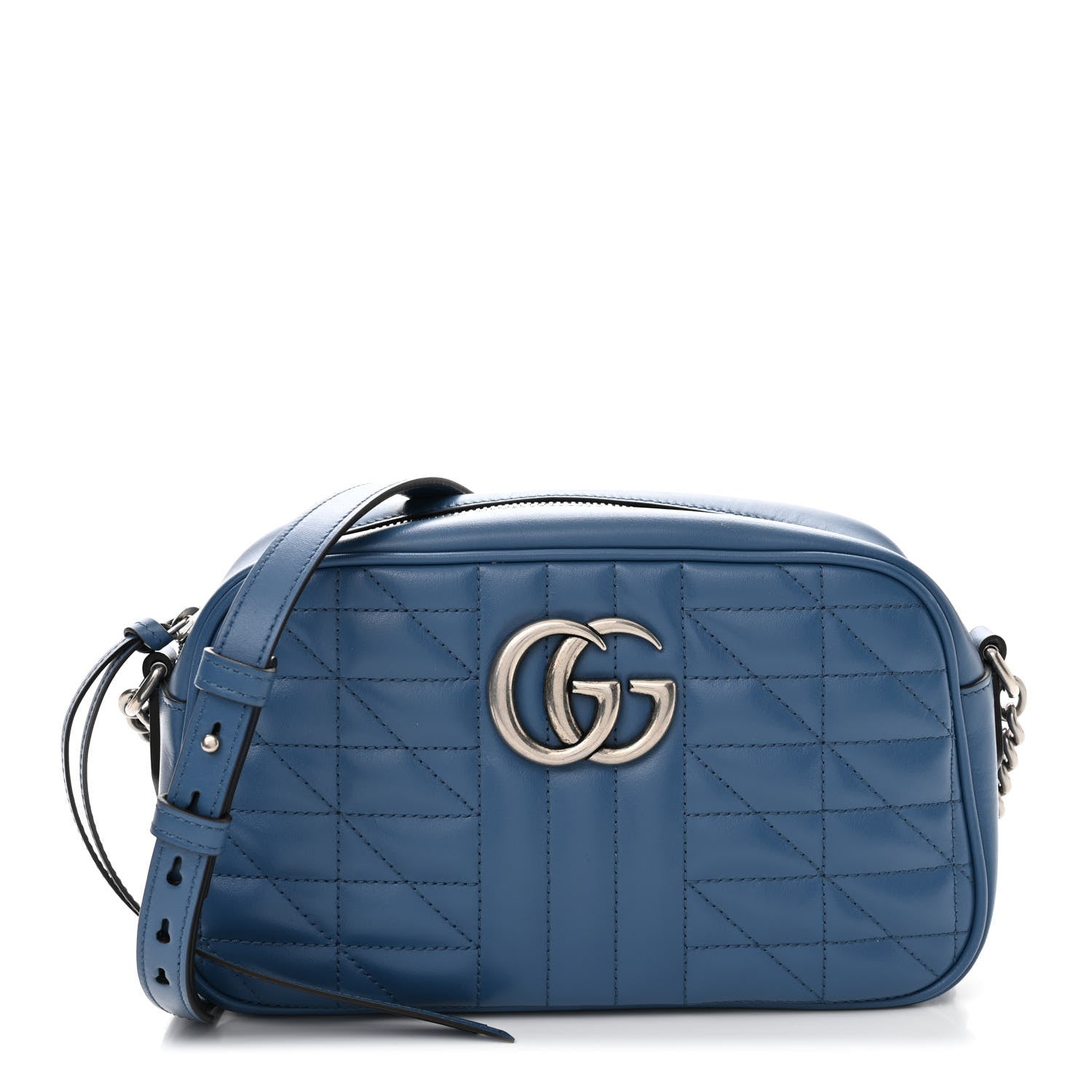 Gucci Calfskin Matelasse Aria Small GG Marmont Chain Shoulder Bag Clear Blue 1 of 12