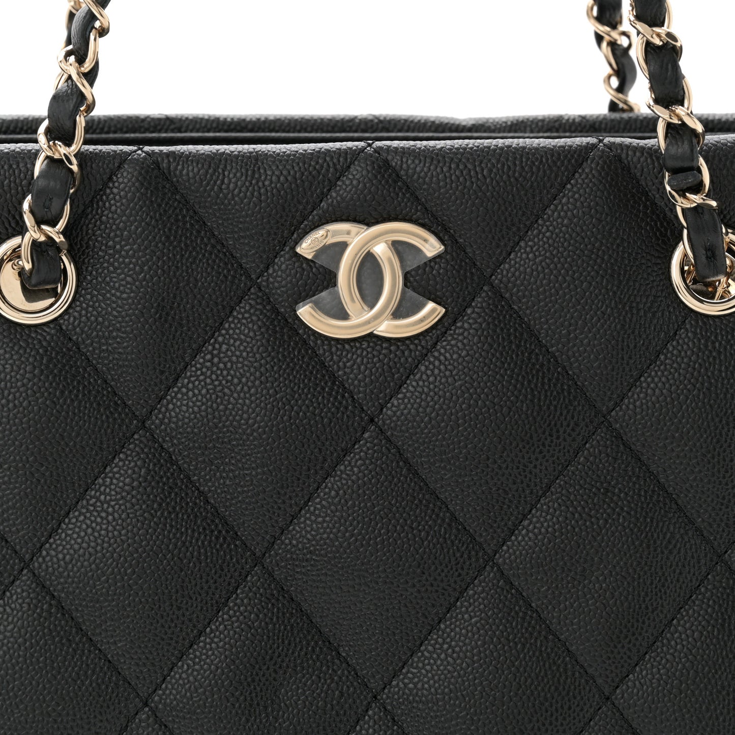 Caviar Quilted Small Shopping Black