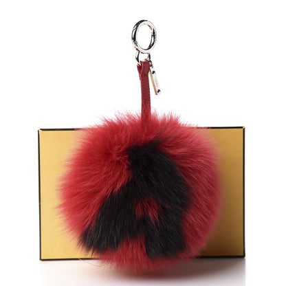 Fendi Fox Fur Shiny Nappa Bi-Color A ABCharm Bag Charm Rosso Chiaro Moro Strawberry 4 of 4